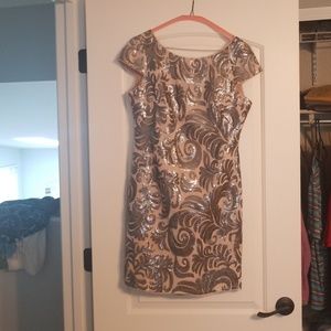 Adrianna Papell Cream and Sequin Dress